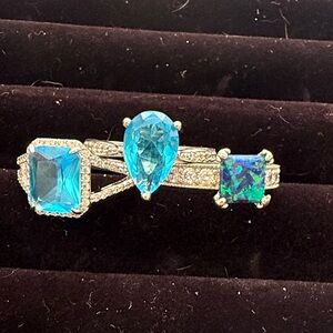 Dazzling Blue Gemstone Trio Ring
